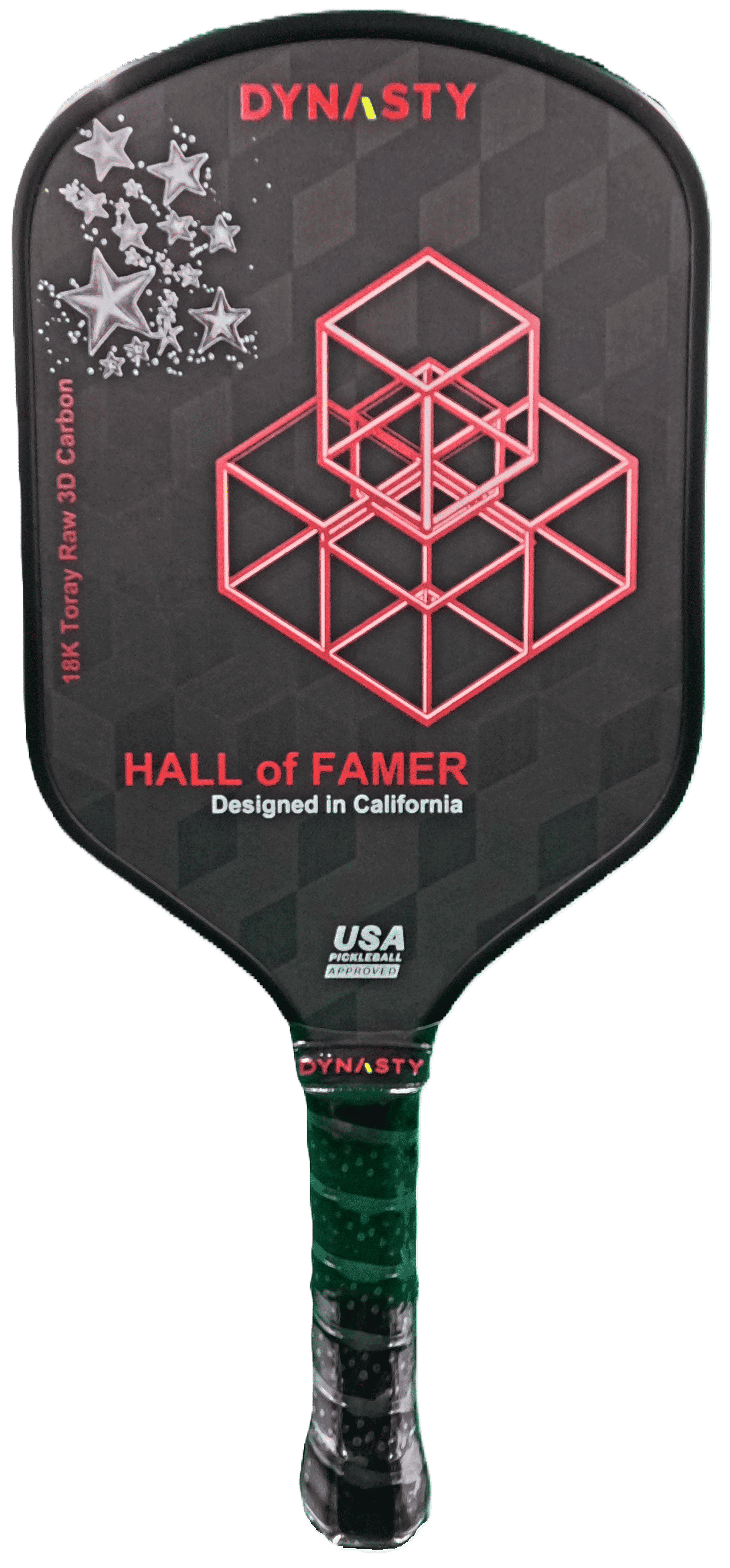 Dynasty Hall of Famer 18K Raw 3D Carbon Fiber 14mm Pickleball Paddle v2 - Black Midnight