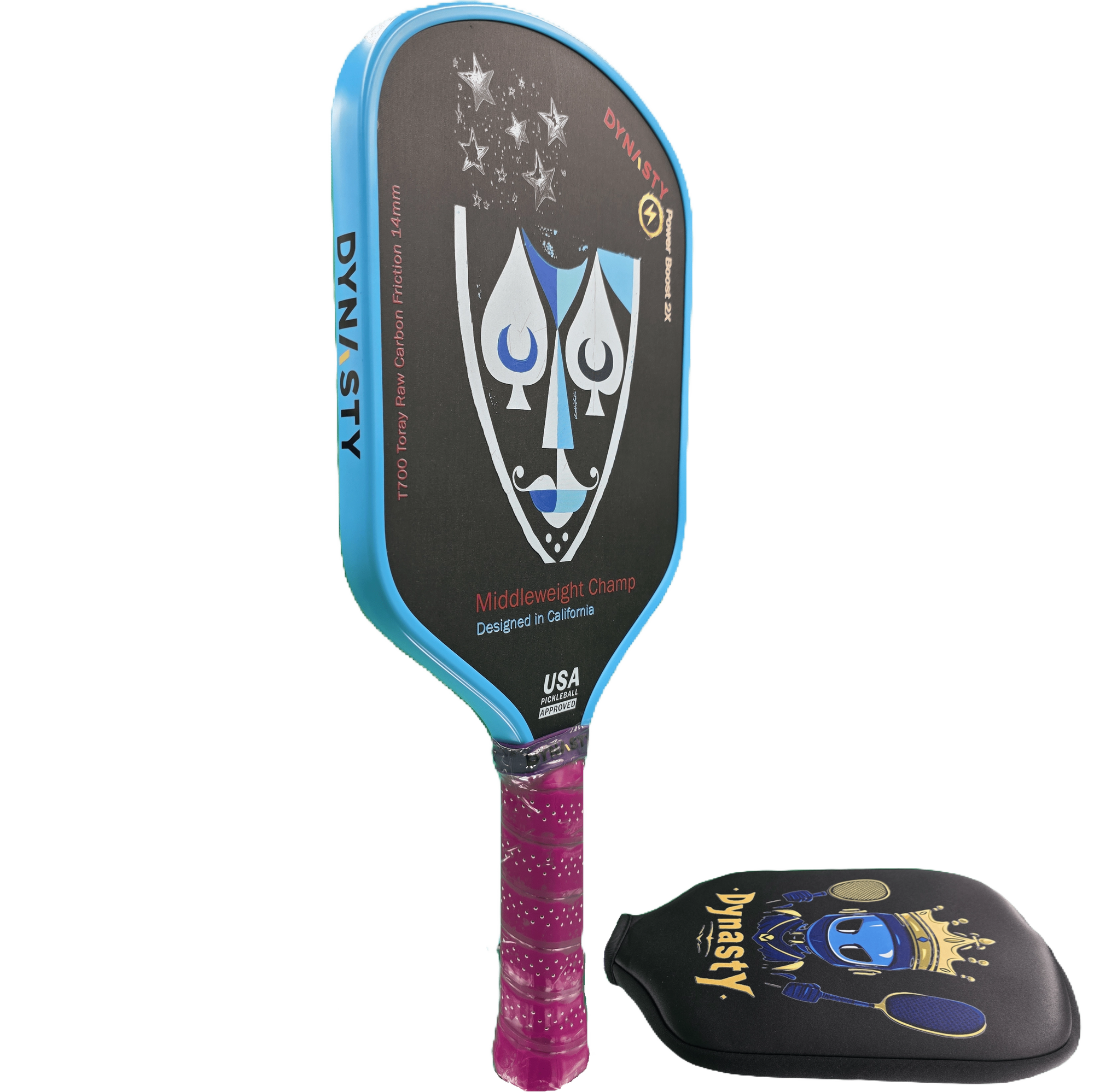 Dynasty Middleweight T700 Raw Carbon Fiber Power Boost 2x 14m Pickleball Paddle - Ice Cream Sundae