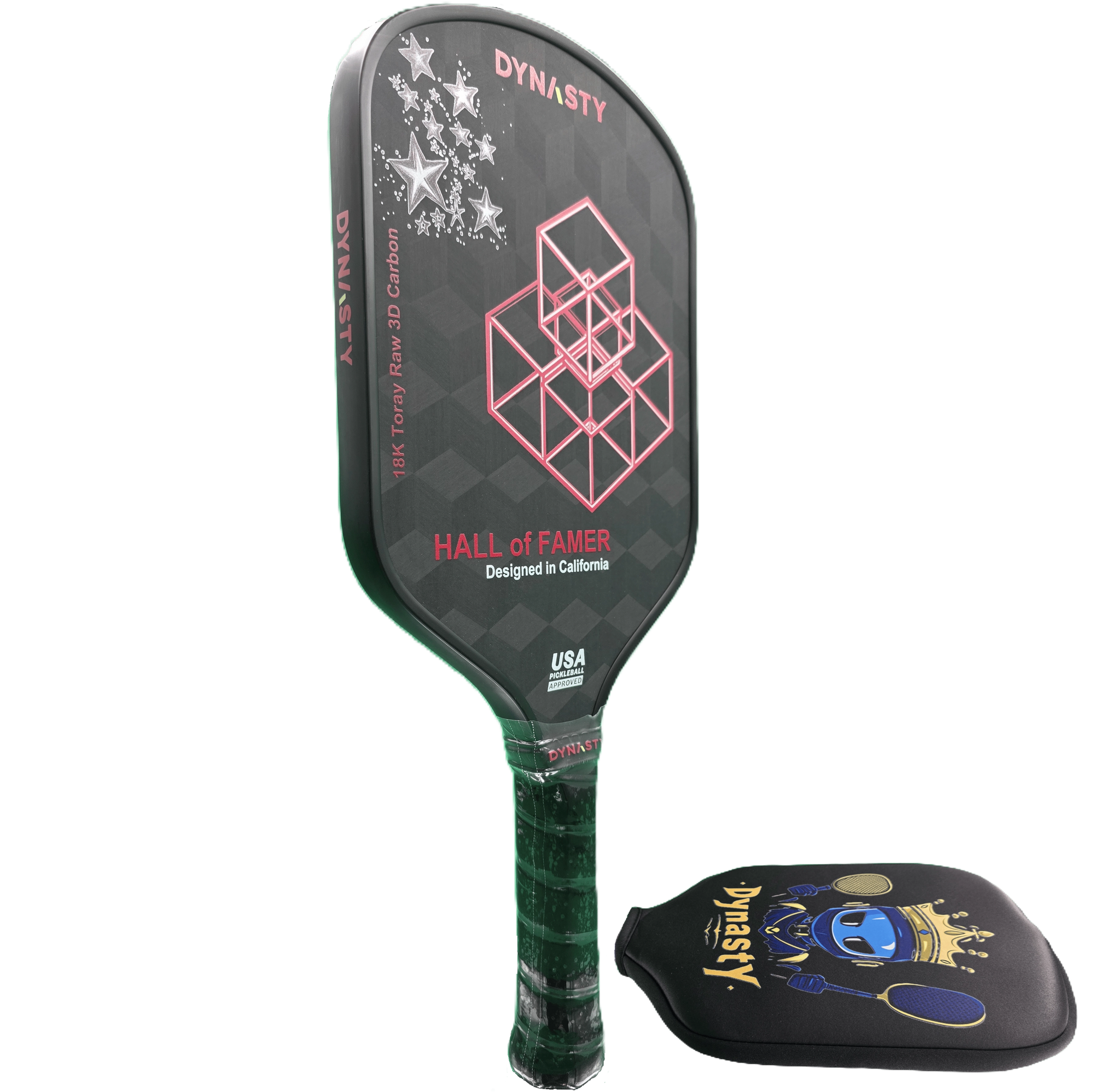 Dynasty Hall of Famer 18K Raw 3D Carbon Fiber 14mm Pickleball Paddle v2 - Black Midnight