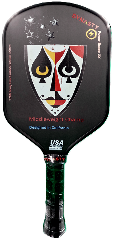 Dynasty Middleweight T700 Raw Carbon Fiber Power Boost 2x 14m Pickleball Paddle - Black Knight