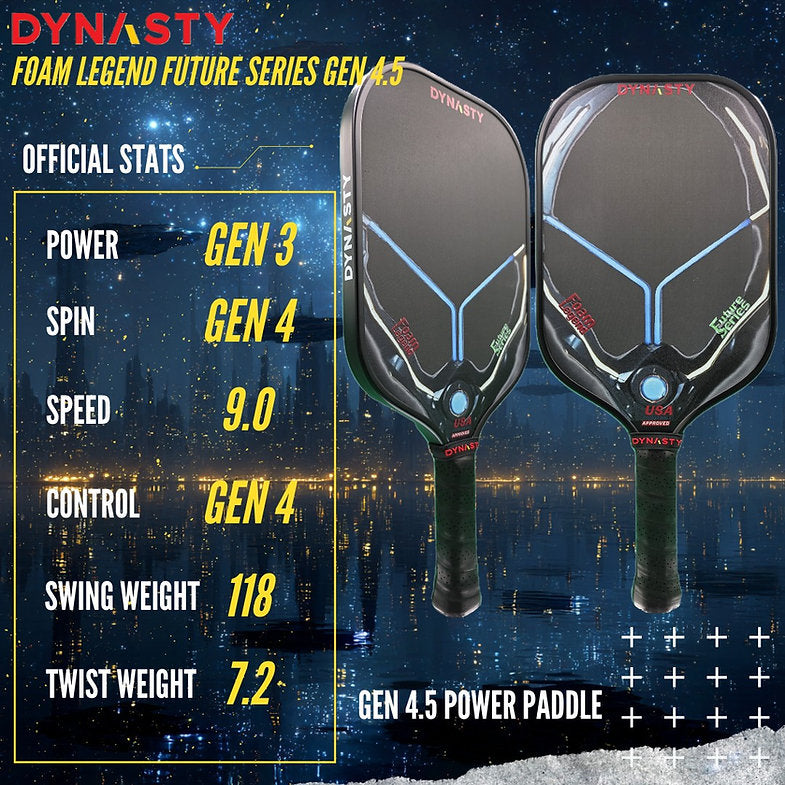 Dynasty 100% Foam Legend Future Series Gen 4.5 4-Layer 16mm Pickleball Paddle - Founders Edition