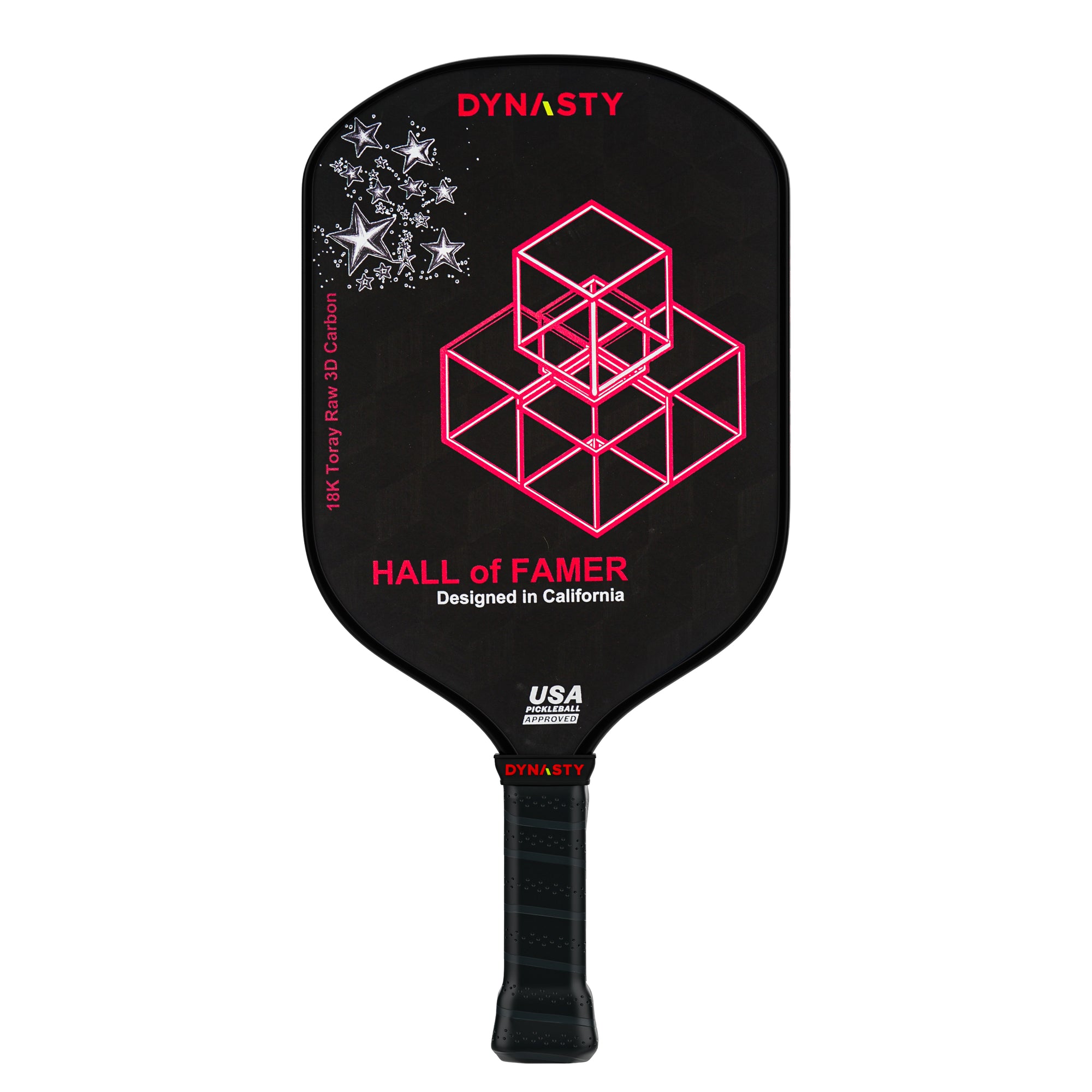 Dynasty Hall of Famer 18K Raw 3D Carbon Fiber 14mm Pickleball Paddle v2 - Black Midnight