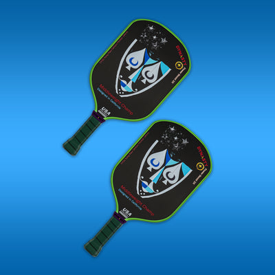 Dynasty Middleweight T700 Raw Carbon Fiber Power Boost 2x 14m Pickleball Paddle - Green Giant v2 Holographic