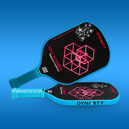 Dynasty Hall of Famer 18K Raw 3D Carbon Fiber 14mm Pickleball Paddle v2 - Blue Aqua