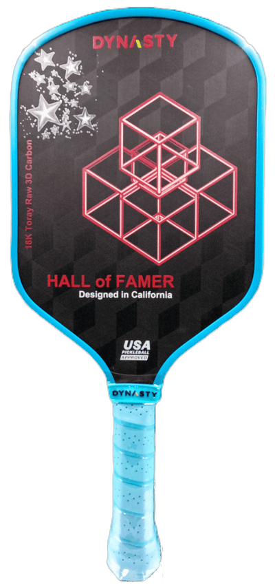 Dynasty Hall of Famer 18K Raw 3D Carbon Fiber 14mm Pickleball Paddle v2 - Blue Aqua
