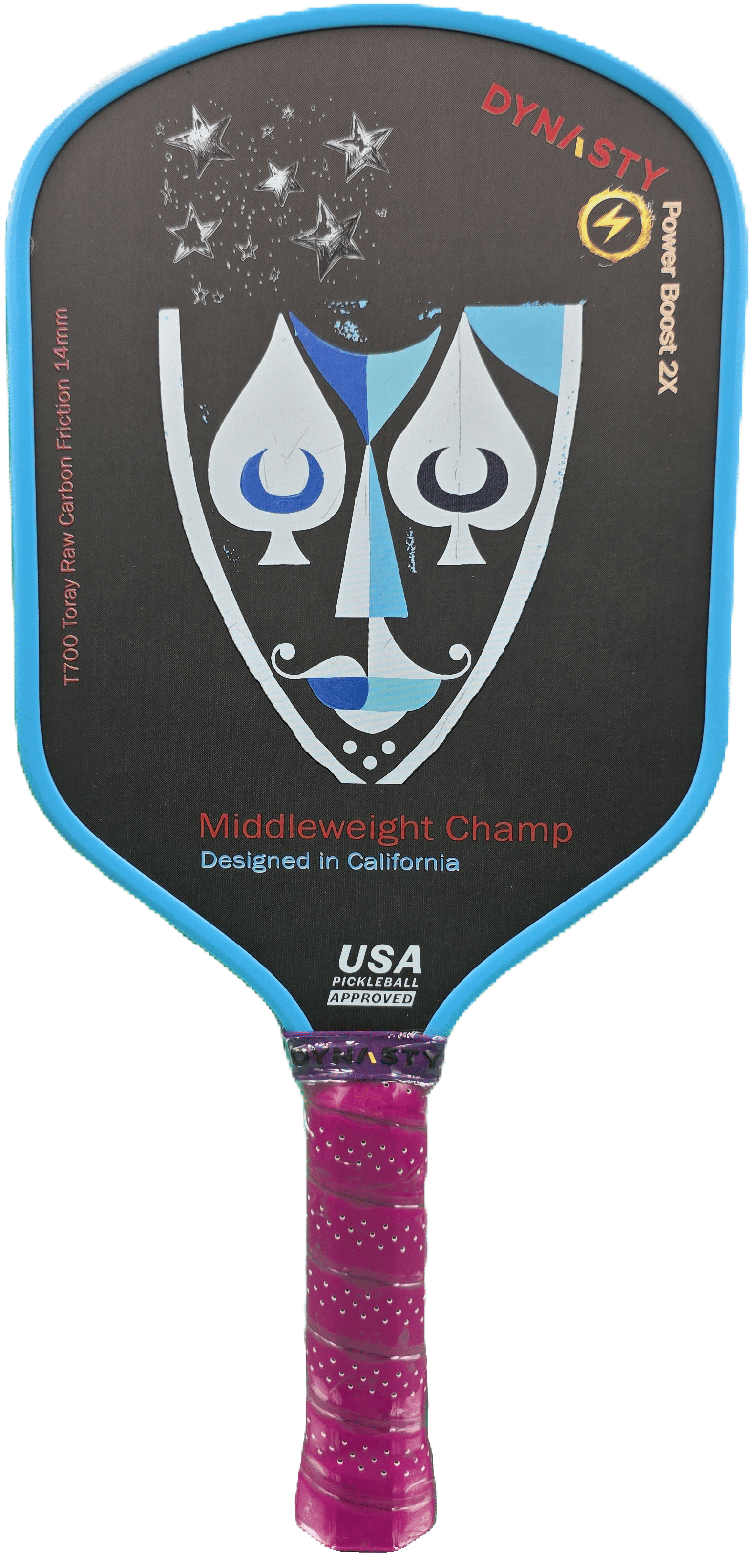 Dynasty Middleweight T700 Raw Carbon Fiber Power Boost 2x 14m Pickleball Paddle - Ice Cream Sundae v3 Holographic
