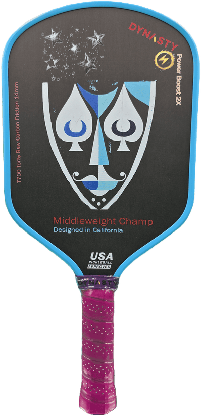 Dynasty Middleweight T700 Raw Carbon Fiber Power Boost 2x 14m Pickleball Paddle - Ice Cream Sundae v3 Holographic