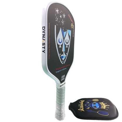 Dynasty Middleweight T700 Raw Carbon Fiber Power Boost 2x 14m Pickleball Paddle - Paladin Holy Knight v2 Holographic