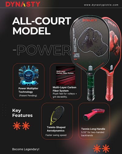 Dynasty Heavyweight T700 Raw Carbon Fiber 16mm Pickleball Paddle [All-Court] v1 - Red Crimson