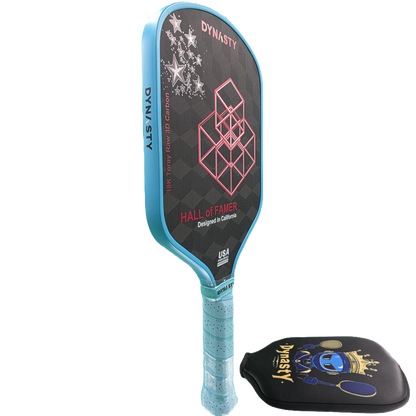 Dynasty Hall of Famer 18K Raw 3D Carbon Fiber 14mm Pickleball Paddle v2 - Blue Aqua