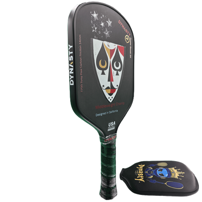 Dynasty Middleweight T700 Raw Carbon Fiber Power Boost 2x 14m Pickleball Paddle - Black Knight