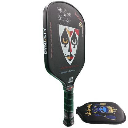 Dynasty Middleweight T700 Raw Carbon Fiber Power Boost 2x 14m Pickleball Paddle - Black Knight