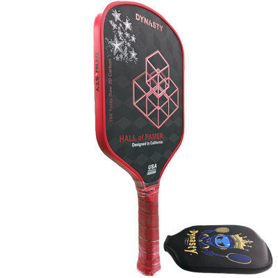 Dynasty Hall of Famer 18K Raw 3D Carbon Fiber 14mm Pickleball Paddle - Crimson Red