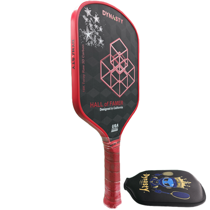 Dynasty Hall of Famer 18K Raw 3D Carbon Fiber 14mm Pickleball Paddle - Crimson Red
