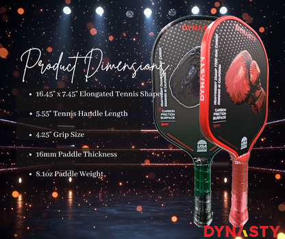 Dynasty Heavyweight T700 Raw Carbon Fiber 16mm Pickleball Paddle [All-Court] v1 - Red Crimson