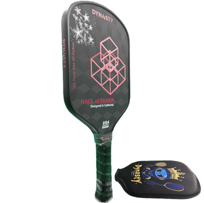 Dynasty Hall of Famer 18K Raw 3D Carbon Fiber 14mm Pickleball Paddle v2 - Black Midnight