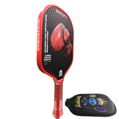 Dynasty Heavyweight T700 Raw Carbon Fiber 16mm Pickleball Paddle [All-Court] v1 - Red Crimson