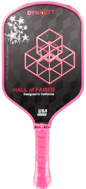 Dynasty Hall of Famer 18K Raw 3D Carbon Fiber 14mm Pickleball Paddle - Royal Pink