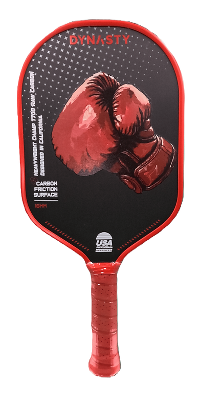 Dynasty Heavyweight T700 Raw Carbon Fiber 16mm Pickleball Paddle [All-Court] v1 - Red Crimson