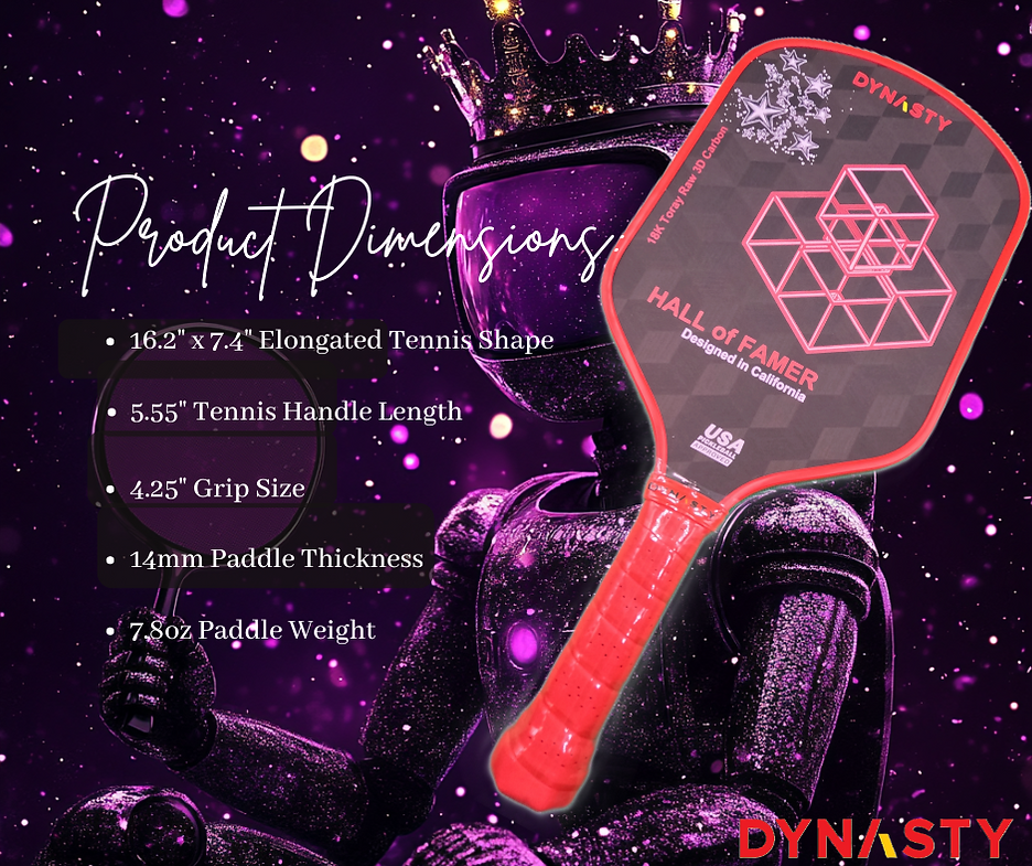 Dynasty Hall of Famer 18K Raw 3D Carbon Fiber 14mm Pickleball Paddle - Royal Pink