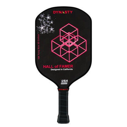 Dynasty Hall of Famer 18K Raw 3D Carbon Fiber 14mm Pickleball Paddle v2 - Black Midnight
