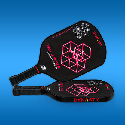 Dynasty Hall of Famer 18K Raw 3D Carbon Fiber 14mm Pickleball Paddle v2 - Black Midnight