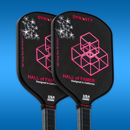 Dynasty Hall of Famer 18K Raw 3D Carbon Fiber 14mm Pickleball Paddle v2 - Black Midnight