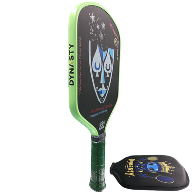 Dynasty Middleweight T700 Raw Carbon Fiber Power Boost 2x 14m Pickleball Paddle - Green Giant v2 Holographic