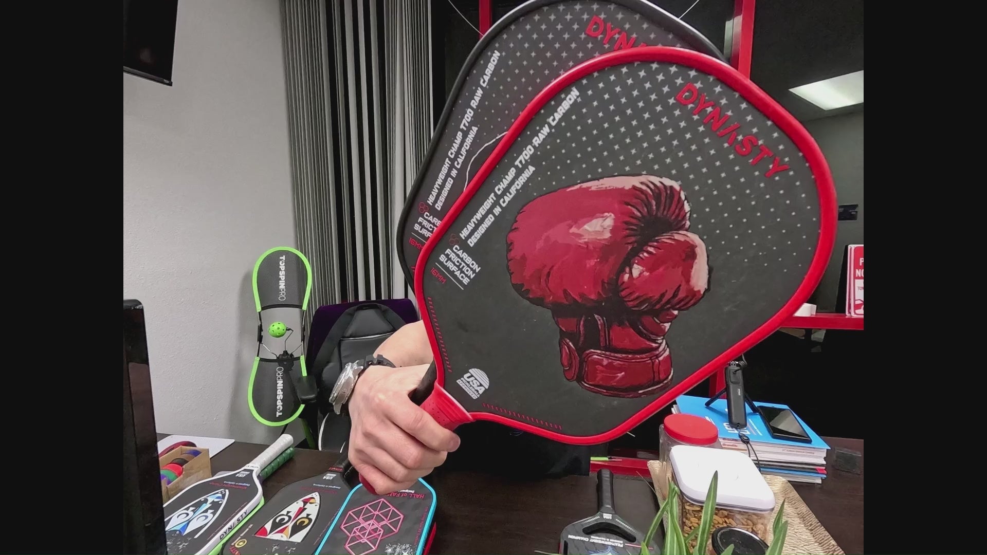 Dynasty Heavyweight T700 Raw Carbon Fiber 16mm Pickleball Paddle [All-Court] v1 - Red Crimson