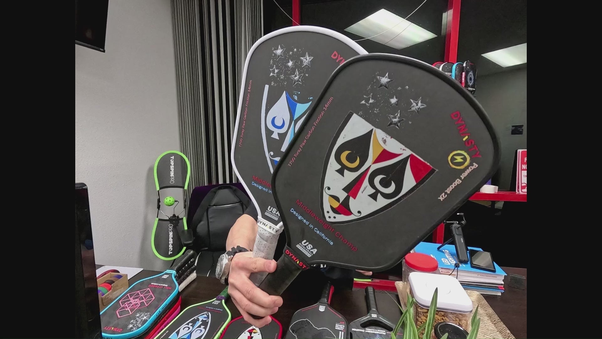 Dynasty Middleweight T700 Raw Carbon Fiber Power Boost 2x 14m Pickleball Paddle - Ice Cream Sundae