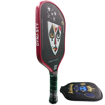 Dynasty Middleweight T700 Raw Carbon Fiber Power Boost 2x 14m Pickleball Paddle - Red Hair