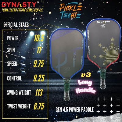 Dynasty 100% Foam Legend Future Series Gen 4.5 4-Layer 16mm Pickleball Paddle - v3 Long Handle - Philippine Sun & Stars (PickleTechie)